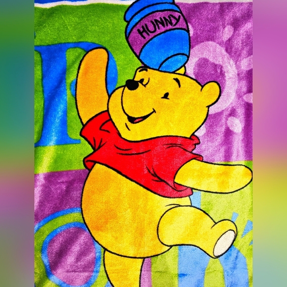 Vintage Disney's Winnie The Pooh Fleece Baby Blanket - Rare Design 39 × 49 - Picture 2 of 4